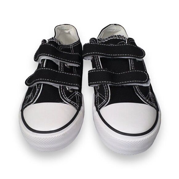 Mishansha Hook & Loop Casual Canvas Sneakers Black / White Youth 2 - Picture 3 of 10